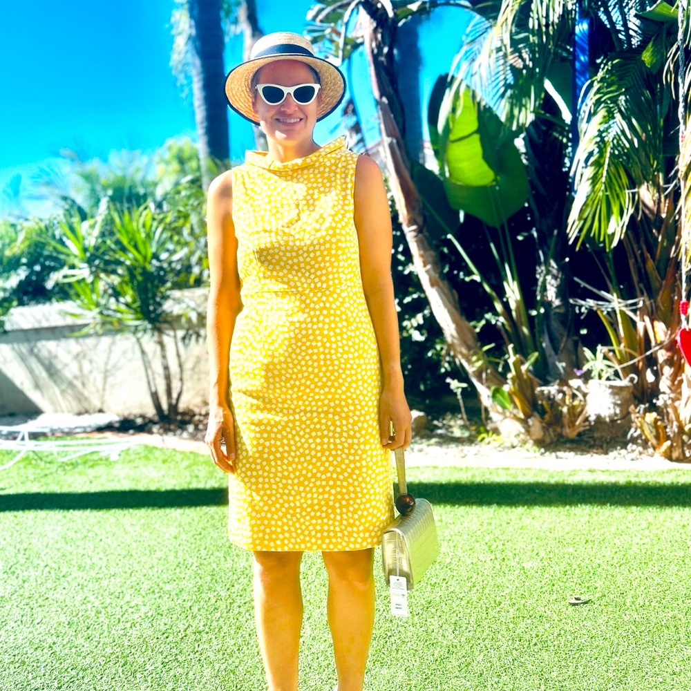 Anne Klein Yellow Midi Cotton Dress